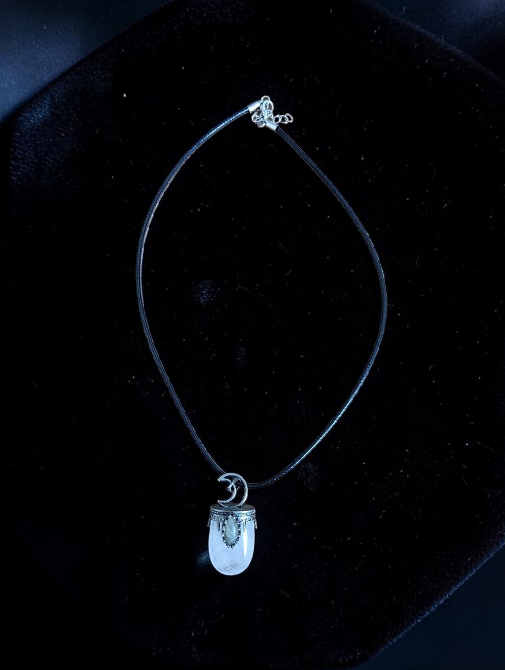 Boho Celestial Crystal Pendant Necklace – Crescent Moon Statement Necklace